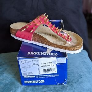 Custom Birkenstocks Spiked Coral Pink Gold 40 Wide
